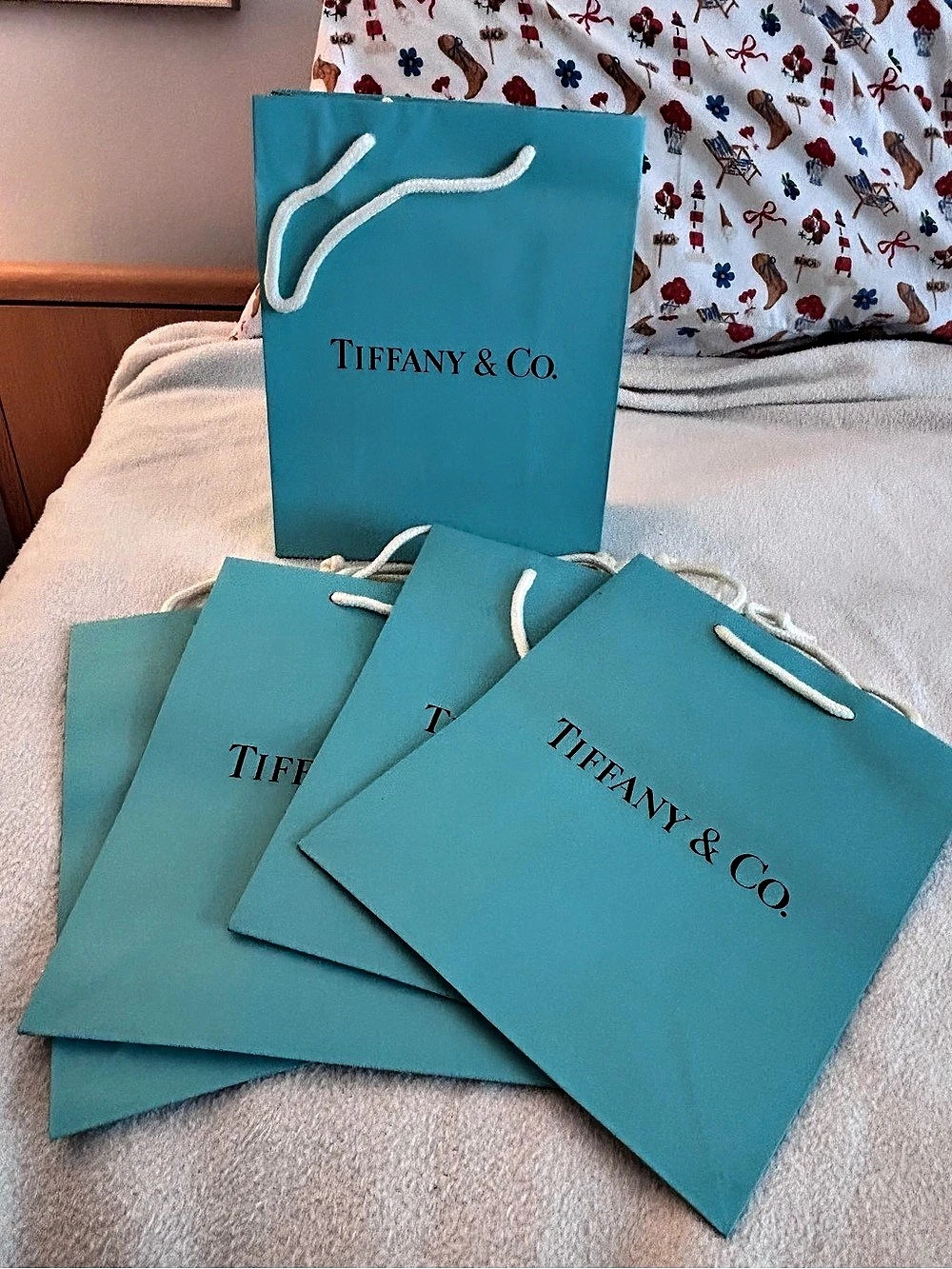 Tiffany & Co. Authentic Signature Blue Shopping Gift Bags Lot of 5